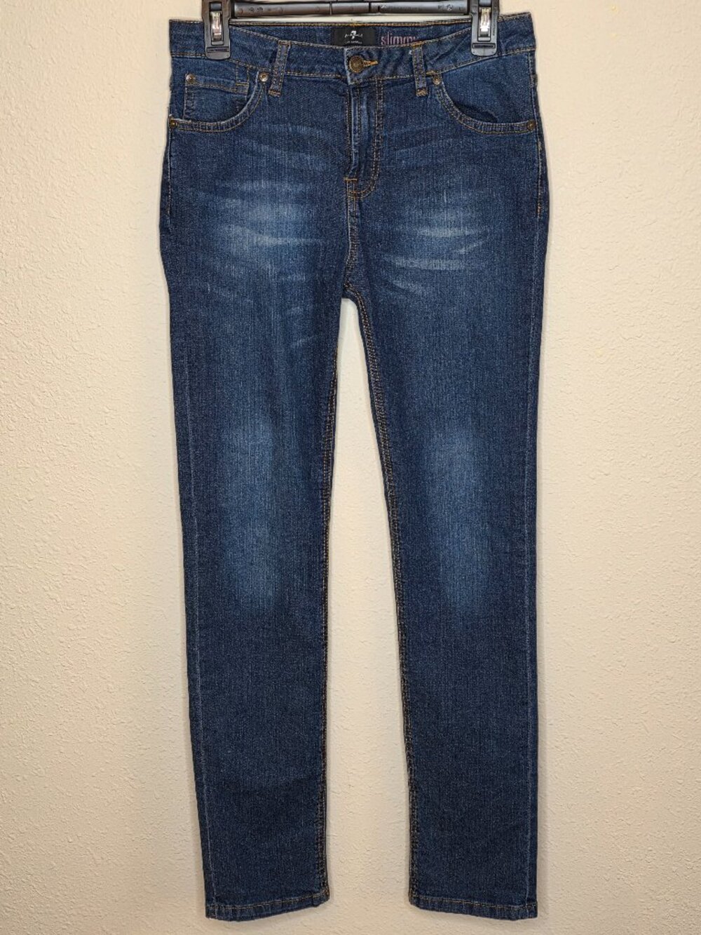 7 For All Mankind Slimmy Straight Leg Mid-Rise Women's Jeans, Size 16
